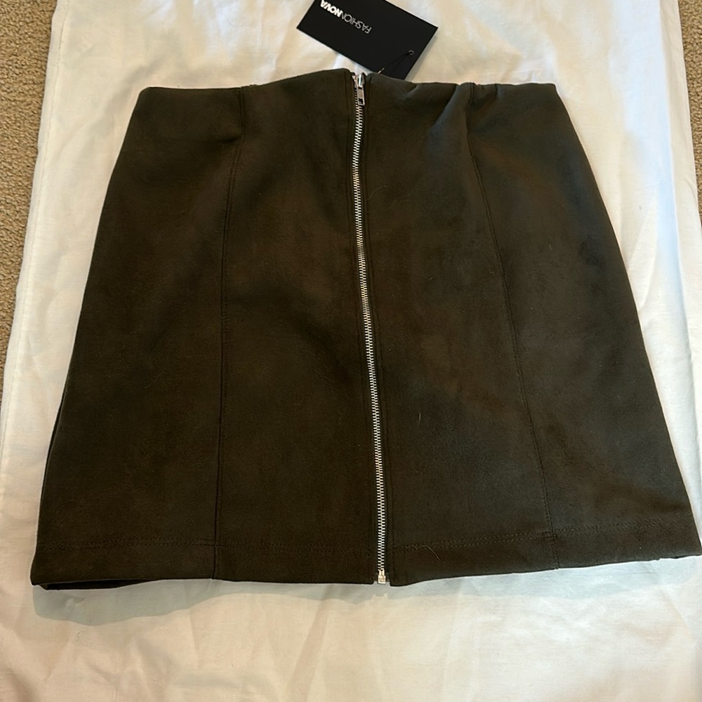 Suede mini skirt
